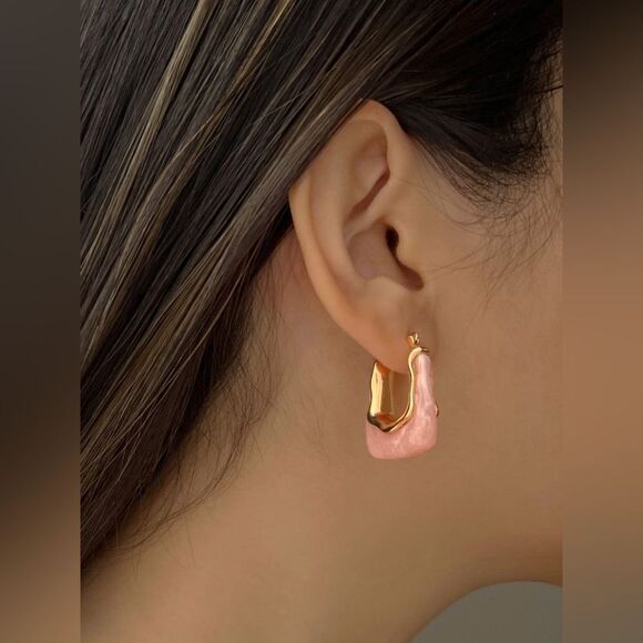 Pink crystal hoop earrings #745 - Picture 2 of 4